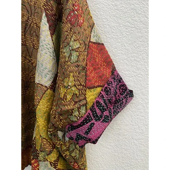 100% Silk Art Deco Embroidered Cardigan Short Sleeve - Picture 6 of 10